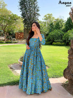 Thumbnail for Aayaa Pure Ab Cotton Gown With Heavy Digital Print - Multi Color - Distacart