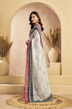 Thumbnail for Vastranavya Digital Printed Linen Ready To Wear Pocket Saree with Unstitched Blouse - Distacart