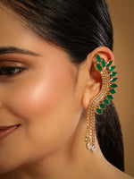 Thumbnail for Nuyug 22K Gold Plated Faux Emerald Studded Contemporary Ear Cuff Earrings - Distacart