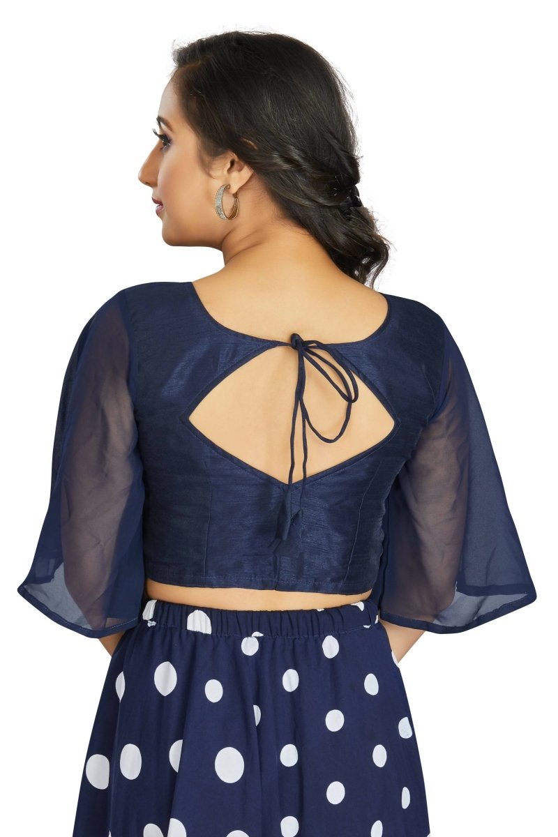Aastha Fashion Women's Women's Navy Blue Art Silk Umbrella Sleeves Readymade Blouse - Distacart