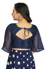 Thumbnail for Aastha Fashion Women's Women's Navy Blue Art Silk Umbrella Sleeves Readymade Blouse - Distacart
