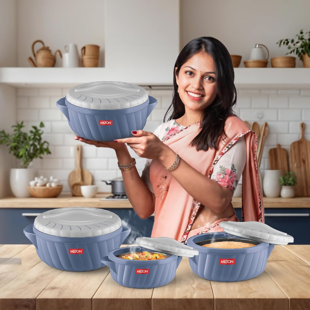 Milton Flora 1500 Insulated Inner Steel Casserole - Stone Blue - Dista