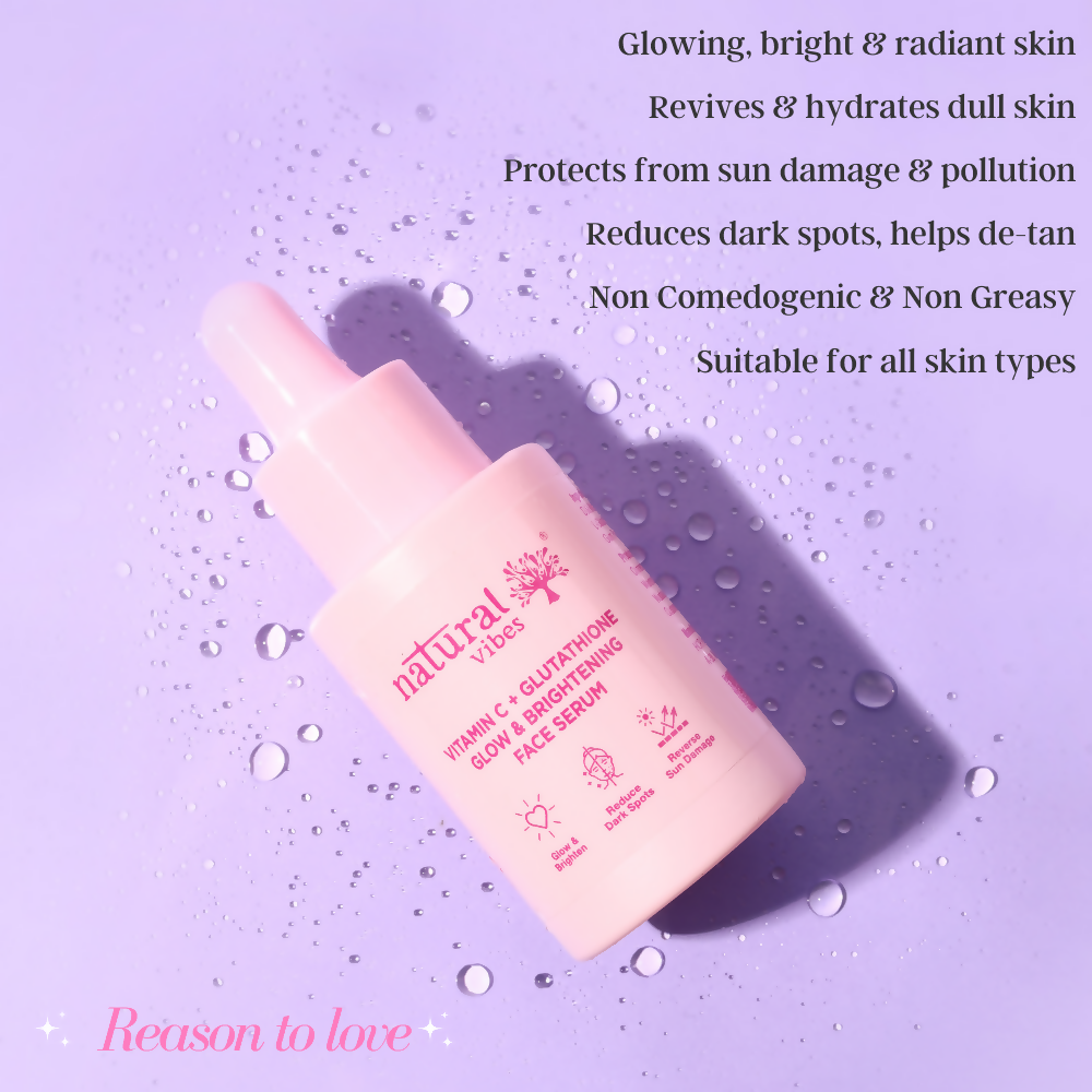 Natural Vibes Vitamin C + Glutathione Glow & Brightening Face Serum Natural Vibes Vitamin C + Glutathione Glow & Brightening Face Serum