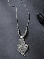 Thumbnail for NVR Women's Silver-Toned German Silver Oxidised Pendant with Chain - Distacart