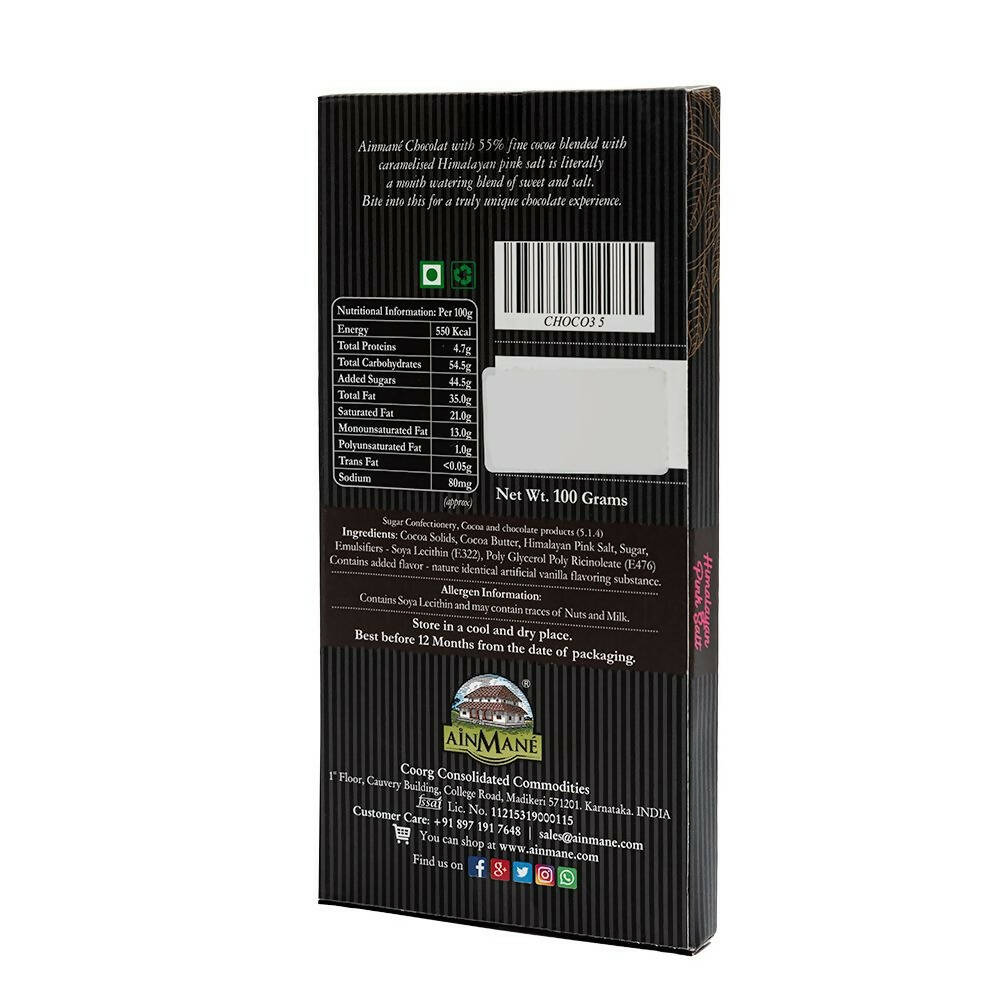 Ainmane Himalayan Pink Salt Dark Chocolate 55% Cocoa - Distacart