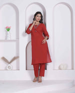 Thumbnail for Miravan Womens Brown Straight Kurta Set - Dista