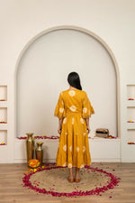 Thumbnail for Joban Fashion Mustard Yellow Tie & Dye Cotton Dress - Distacart