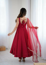 Thumbnail for Joban Fashion Maroon Kurta Set Chanderi Sequence Embroidery Work