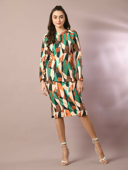 Myshka Women's Multi Printed Knee Length Party Embellished Skirts - Distacart