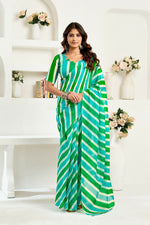 Thumbnail for Vastranavya Green Digital Printed Linen Ready To Wear Designer Saree with Unstitched Blouse - Distacart