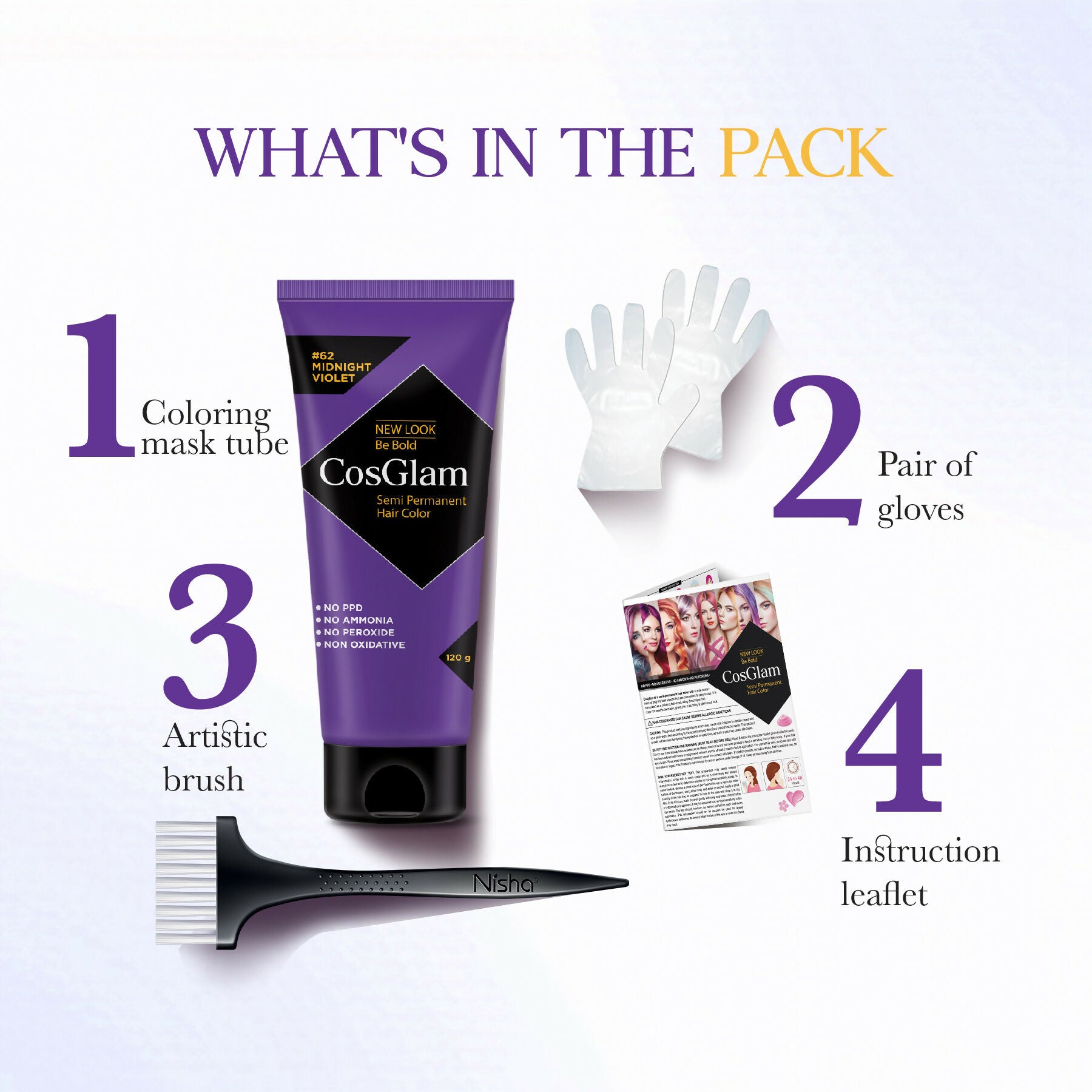 Cosglam Semi Permanent Hair Color for Women & Men (#62 Midnight Violet) - Distacart