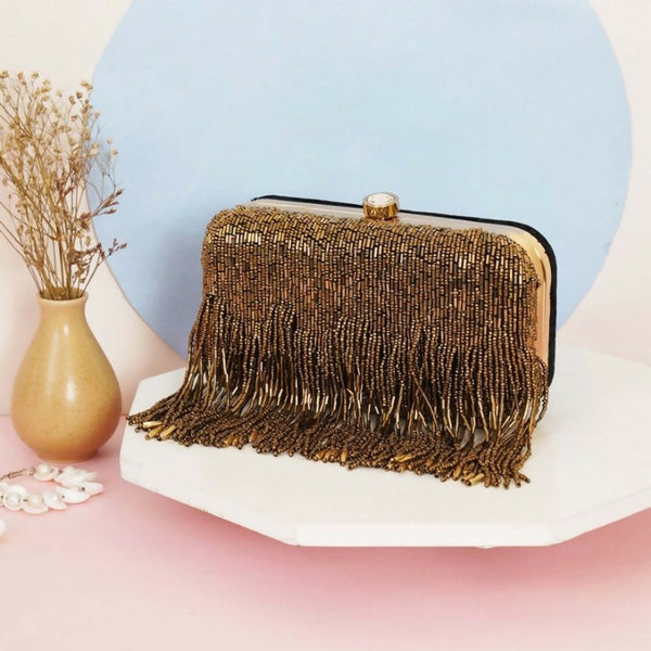 Joban Fashion Women Embellished Box Clutch - Golden - Dista