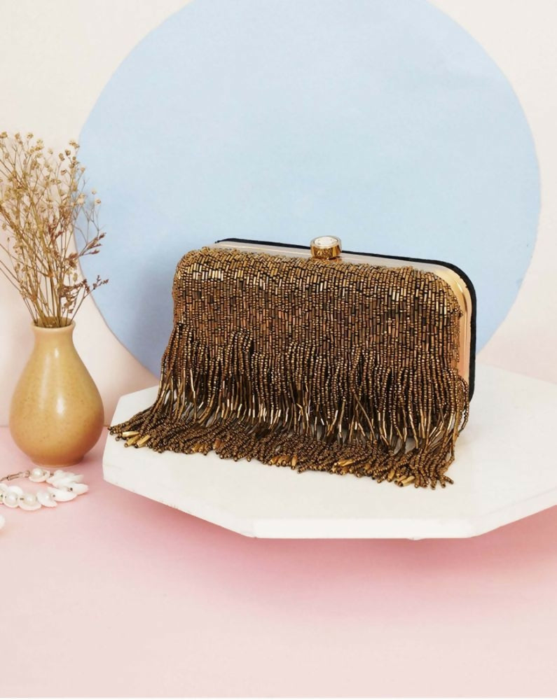 Joban Fashion Women Embellished Box Clutch - Golden - Dista