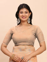 Thumbnail for Astita Linen Cotton Orange Saree