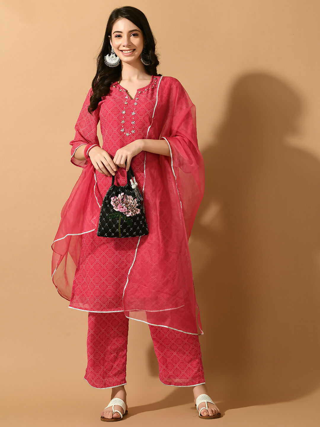 Myshka Women's Pink Embroidered Party Kurta Sets - Distacart