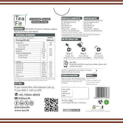 TeaFit Instant Jaggery Masala Tea Premix - Distacart