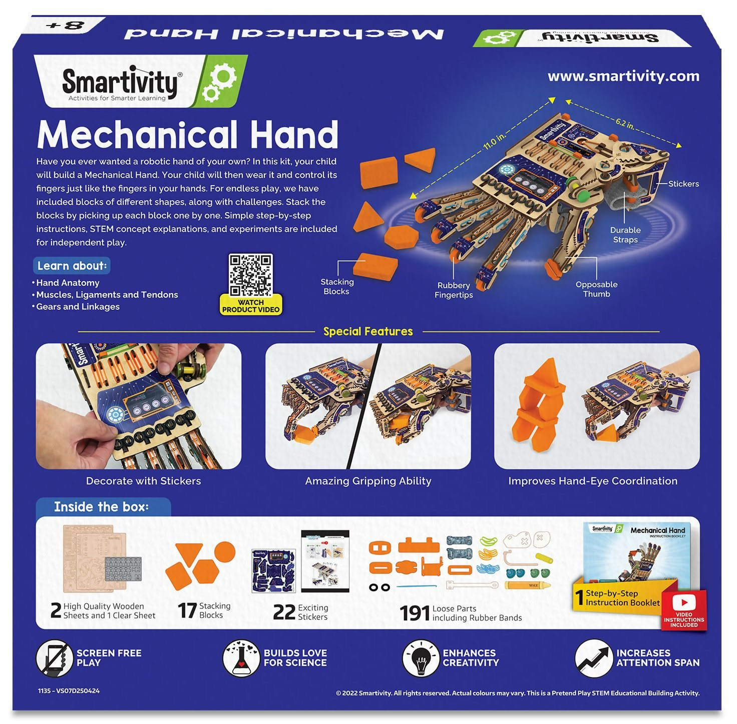 Smartivity Robotic Mechanical Hand Toy for Kids 8-10-12-14 Years Old Parents Choice Award Winner