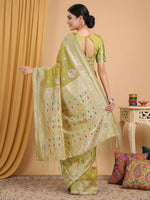 Thumbnail for Shree Shyam Fashion Mustard Linen Cotton Saree - Distacart