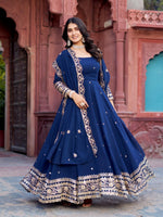 Thumbnail for The52 Women's Beautiful Faux Georgette Fabric Embroidery Work Flared Anarkali Pant and Dupatta Set - Distacart