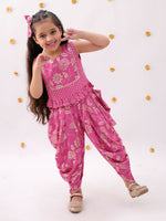 Thumbnail for Lil Drama Khilkhilahat Pink Top and Dhoti Set For Girls