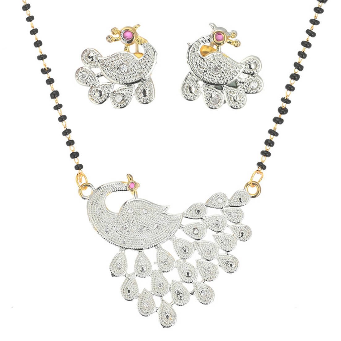 AanyaCentric Gold-plated Mangalsutra Pendant Earring Set & Silver Plated Anklet - Distacart
