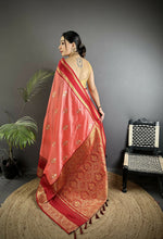 Thumbnail for Joban Fashion Salmon Pink Banarasi Soft Silk Woven Saree - Distacart