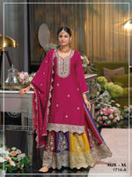 Thumbnail for Anaita Magenta Heavy Chinon Stitched Suit with Embroidery & Sequence Work - Distacart