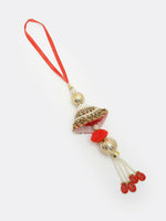 Thumbnail for NVR Women & Men Set of 2 Gold & Red Kundan-Studded Bhaiya Bhabhi Rakhi With Roli Chawal - Distacart