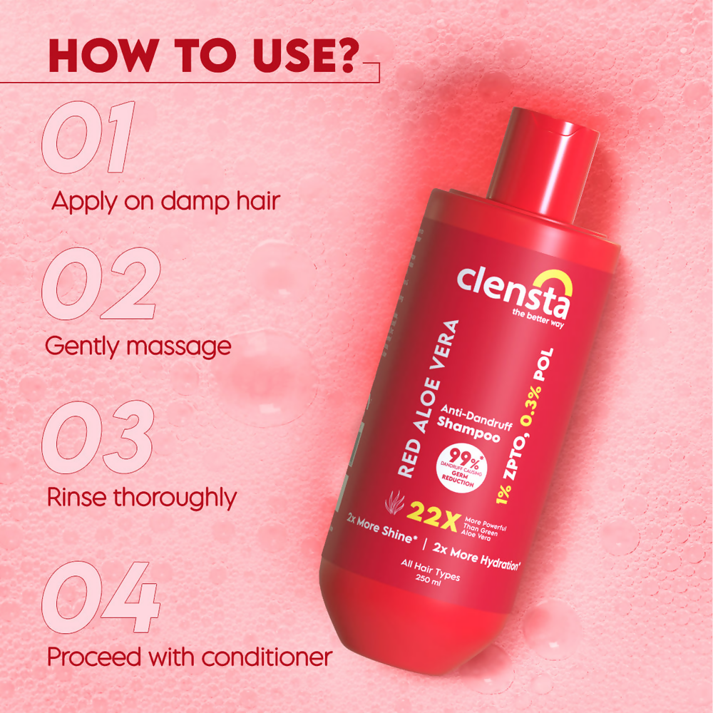 Clensta Red Aloe Vera Anti-Dandruff Shampoo - Distacart