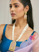 Thumbnail for Nuyug 22K Gold-Plated Pearl Beaded Strings Floral Motifs Enamel Pendant Necklace Set