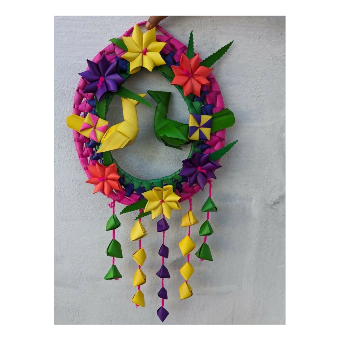 Shuddh Natural Hand Made Palm Leaf Double Parrot Wreath