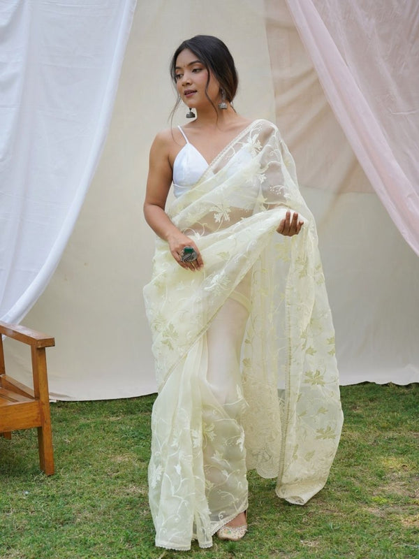 Anouk Floral Gotta Patti Organza Saree - Distacart