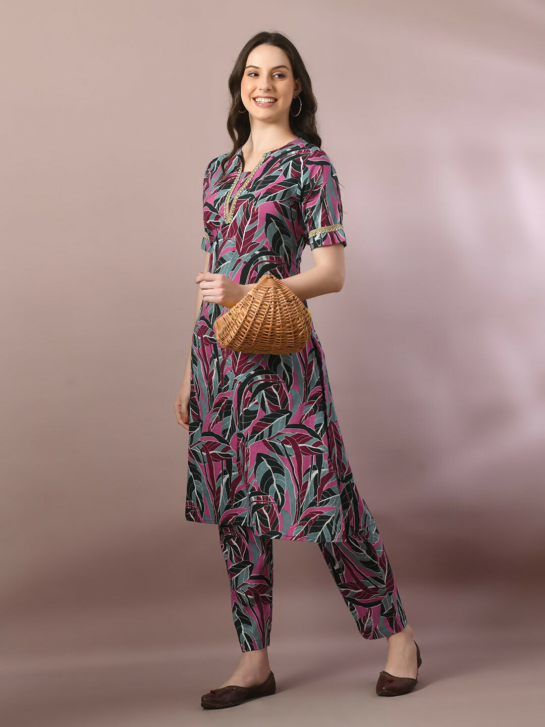 Myshka Women's Multi Printed Cotton Straight Party Kurta Set - Distacart