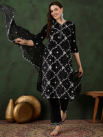 Thumbnail for Sangria Embroidered Kurta & Trouser With Dupatta