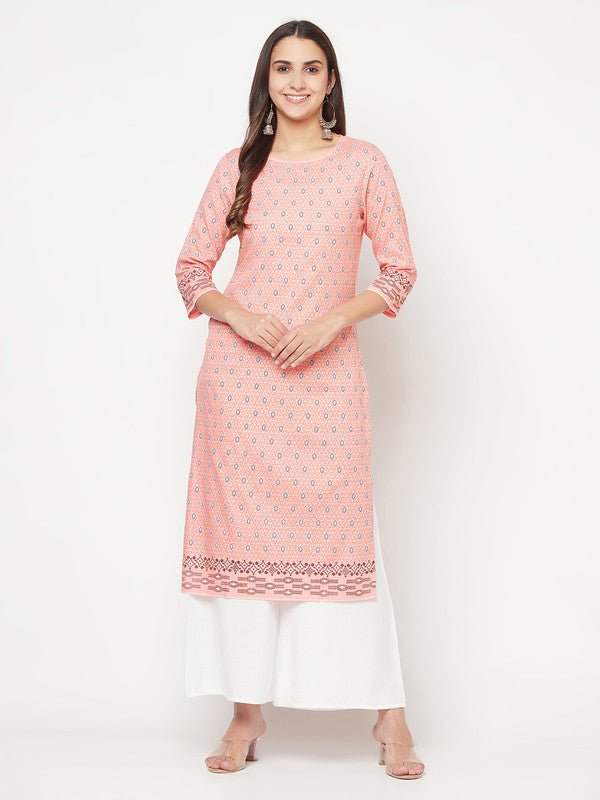 Aniyah Rayon Digital Screen Print Peach Color Straight Kurta