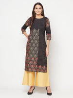 Thumbnail for Aniyah Black Color Cotton Block Print Straight Kurta