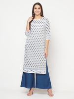 Thumbnail for Aniyah Rayon Digital Screen Print White Straight Kurta