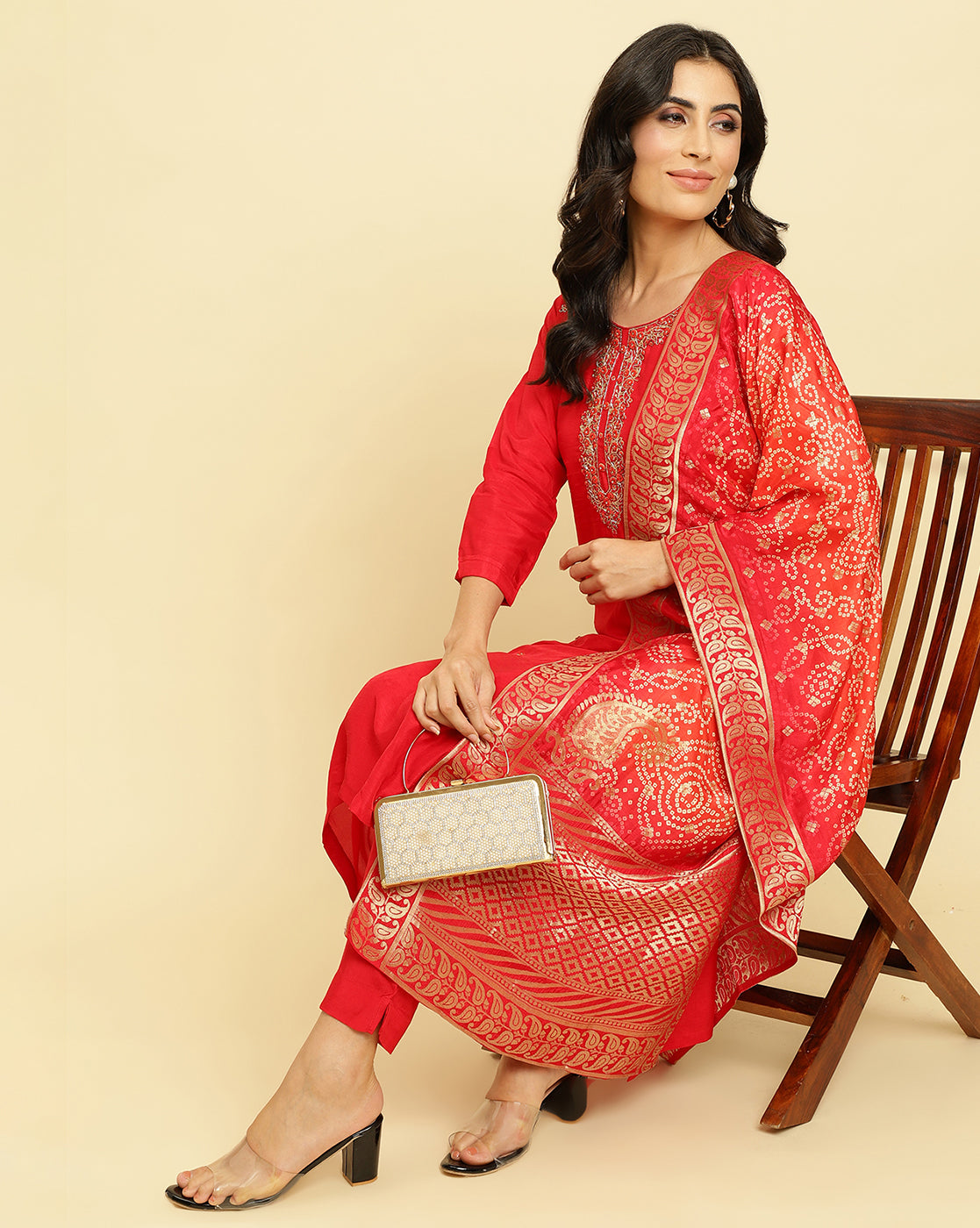 Varanga Women Burgundy Embroidered Kurta Paired With Dupatta And Sharara - Distacart