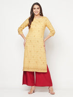 Thumbnail for Aniyah Rayon Digital Screen Printed Golden Beige Straight Kurta