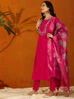 Thumbnail for The52 Printed Viscose Rayon Fabric Straight Kurta, Pant and Dupatta Set