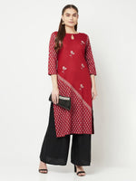 Thumbnail for Aniyah Rayon Digital Screen Print Maroon Straight Kurta