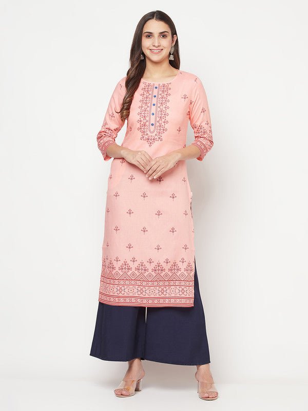 Aniyah Peach Color Rayon Digital Screen Print Straight Kurta