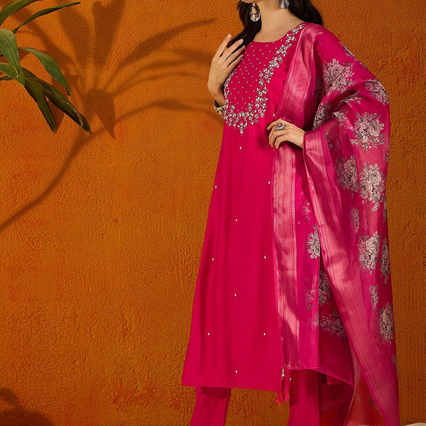 The52 Printed Viscose Rayon Fabric Straight Kurta, Pant and Dupatta Set - Distacart