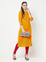 Thumbnail for Aniyah Cotton Block Print Mustard Color Straight Kurta