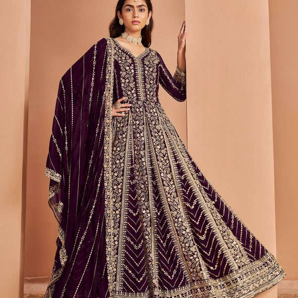 Anaita Purple Georgette Embroidered Salwar Suit - Distacart