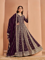 Thumbnail for Anaita Purple Georgette Embroidered Salwar Suit - Distacart