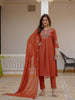 Pramukh Fab Rust Color Viscose Mango Silk Kurta Set - Distacart