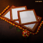 Thumbnail for Damaroo Combo Pack of 3 | Elegant Nylon Pooja Aasan & Mat | Red Sequins Border - White - Distacart