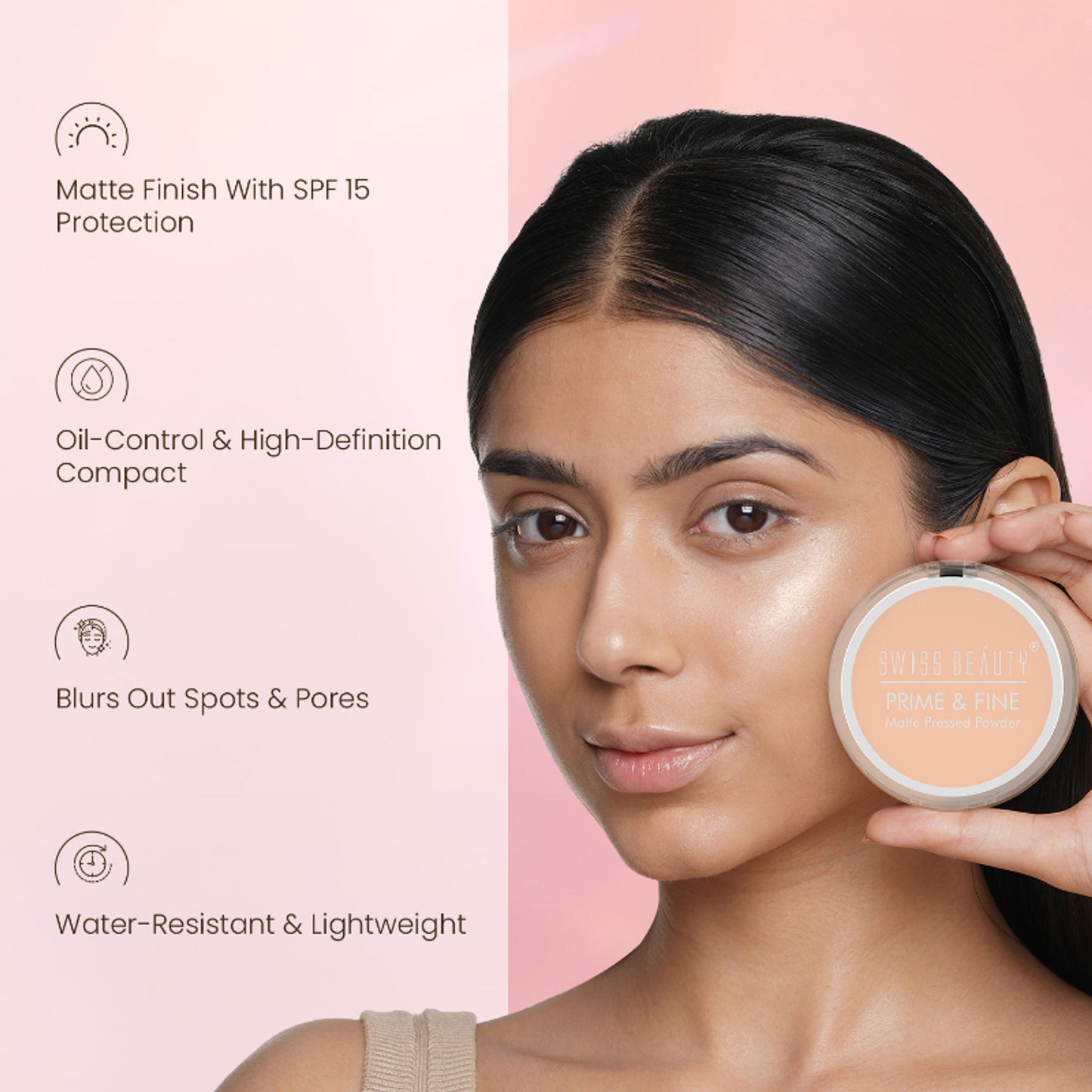 Swiss Beauty Prime & Fine Matte Pressed Powder - 4 Natural Beige - Distacart