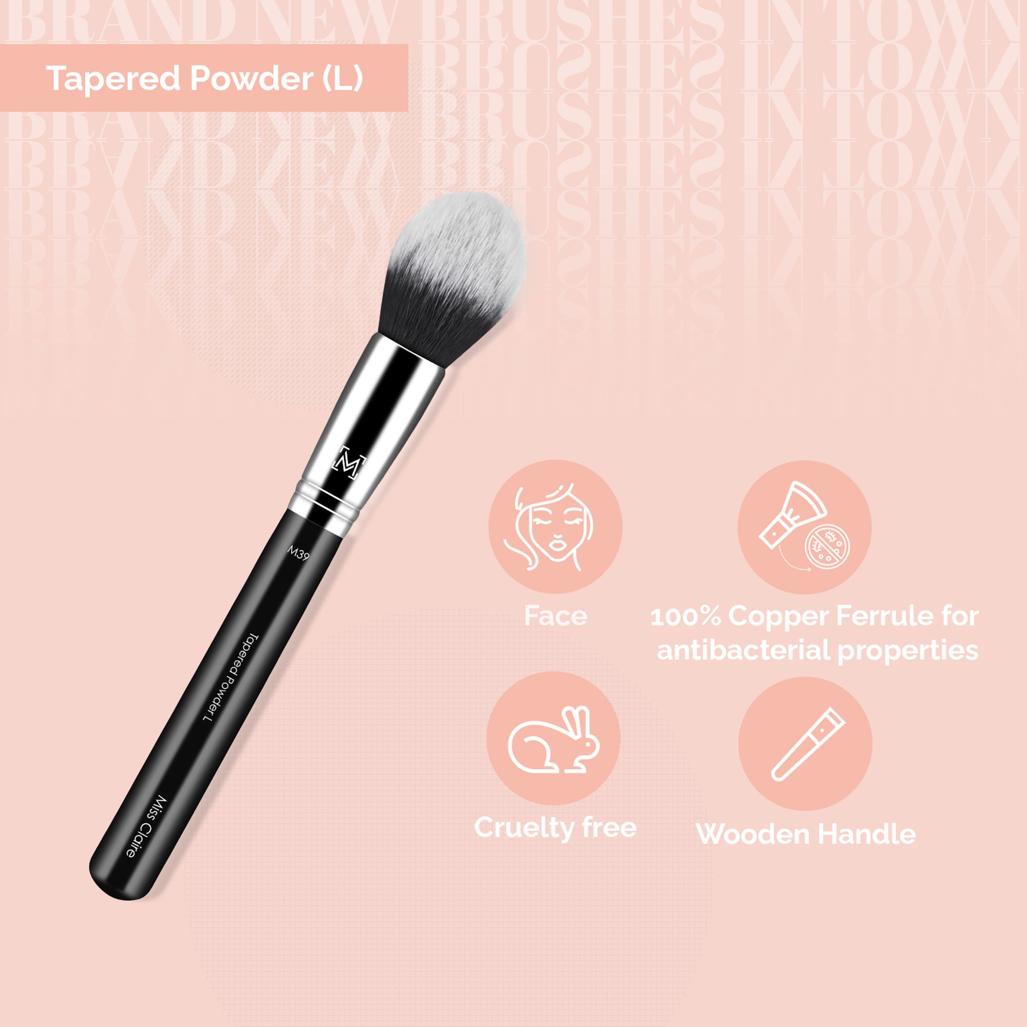Miss Claire M39 - Tapered Powder (L) Brush - Chrome